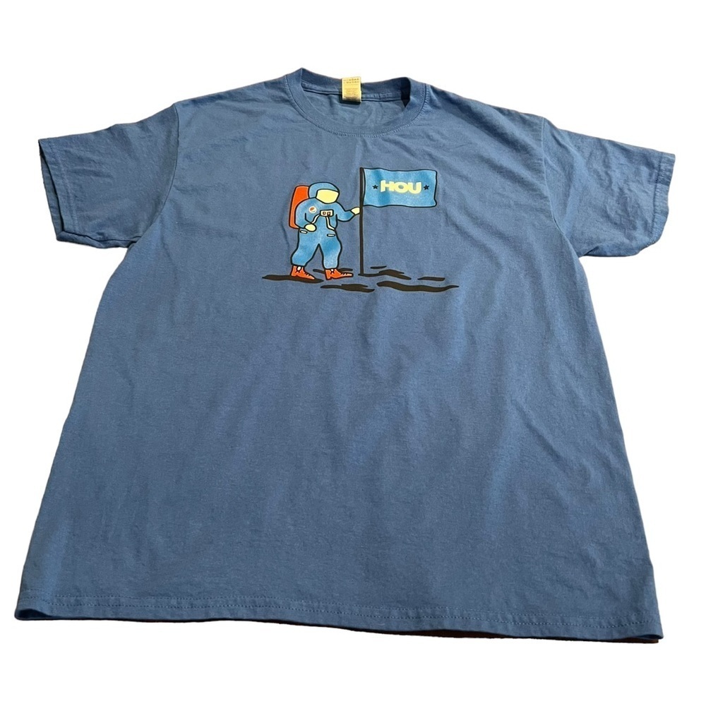 Houston Space Astronaut Men’s Blue Graphic T-Shirt Size Large